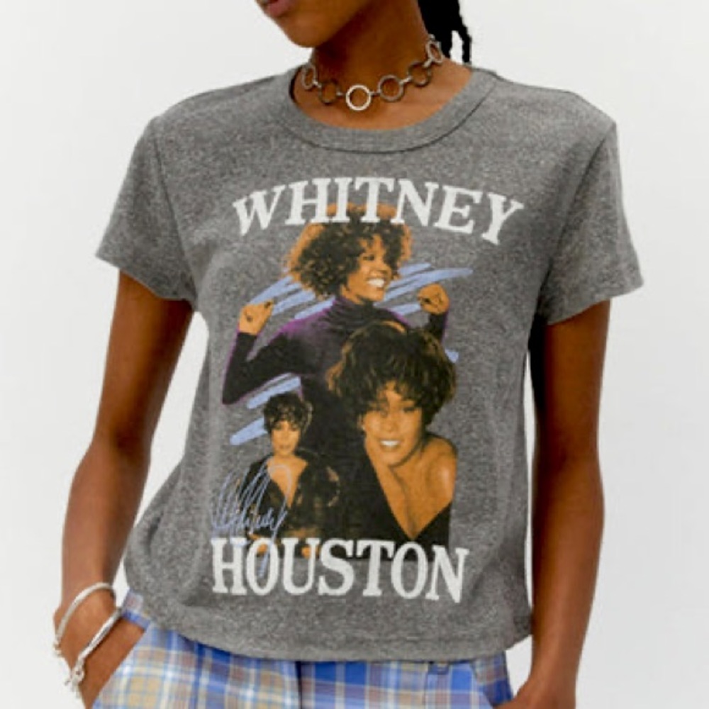 Daydreamer Grey Whitney Houston Dance With Somebody Shrunken Baby Tee - Size XS